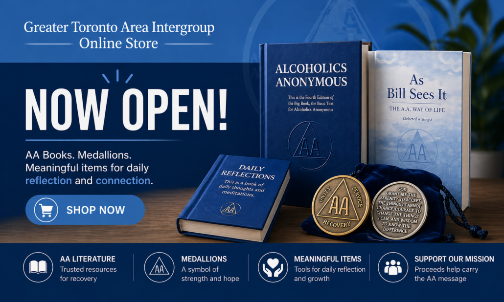 aa toronto online bookstore now open alcoholics anonymous toronto bookstore book and as bills sees it now open