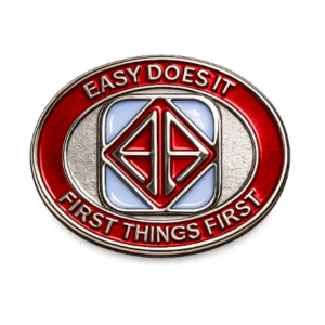 25 year medallion with red and white enamel accents