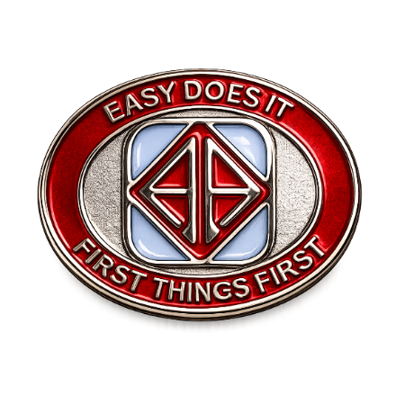 25 year medallion with red and white enamel accents