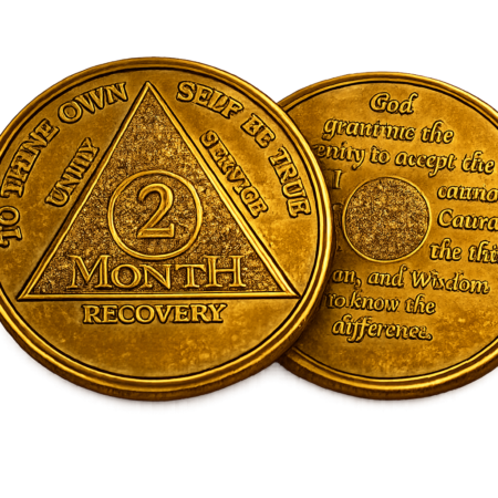 Sobriety and serenity in focus aa toronto medallion in gold