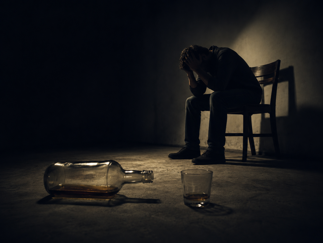 Lonely reflection in dark solitude