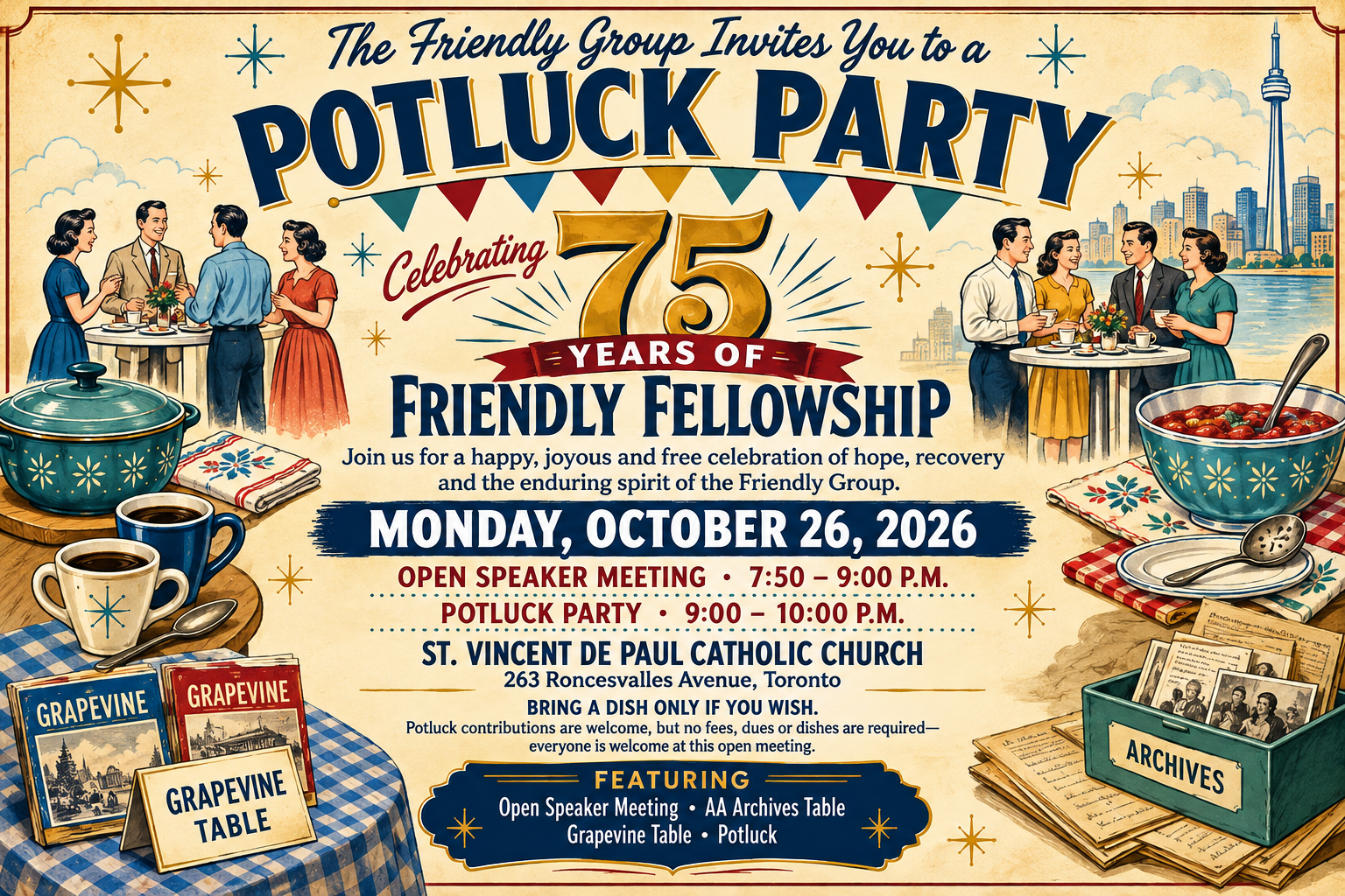 Retro Potluck Party Celebration Poster